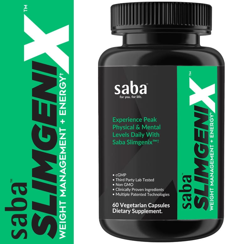 Saba Slimgenix X – Weight Management + Energy Capsules Saba Slimgenix X weight management and energy supplement bottle